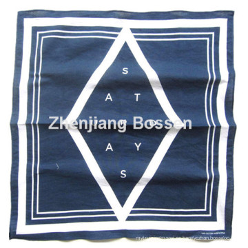 Logotipo personalizado impreso azul Un color impreso algodón Bandana de cabeza promocional